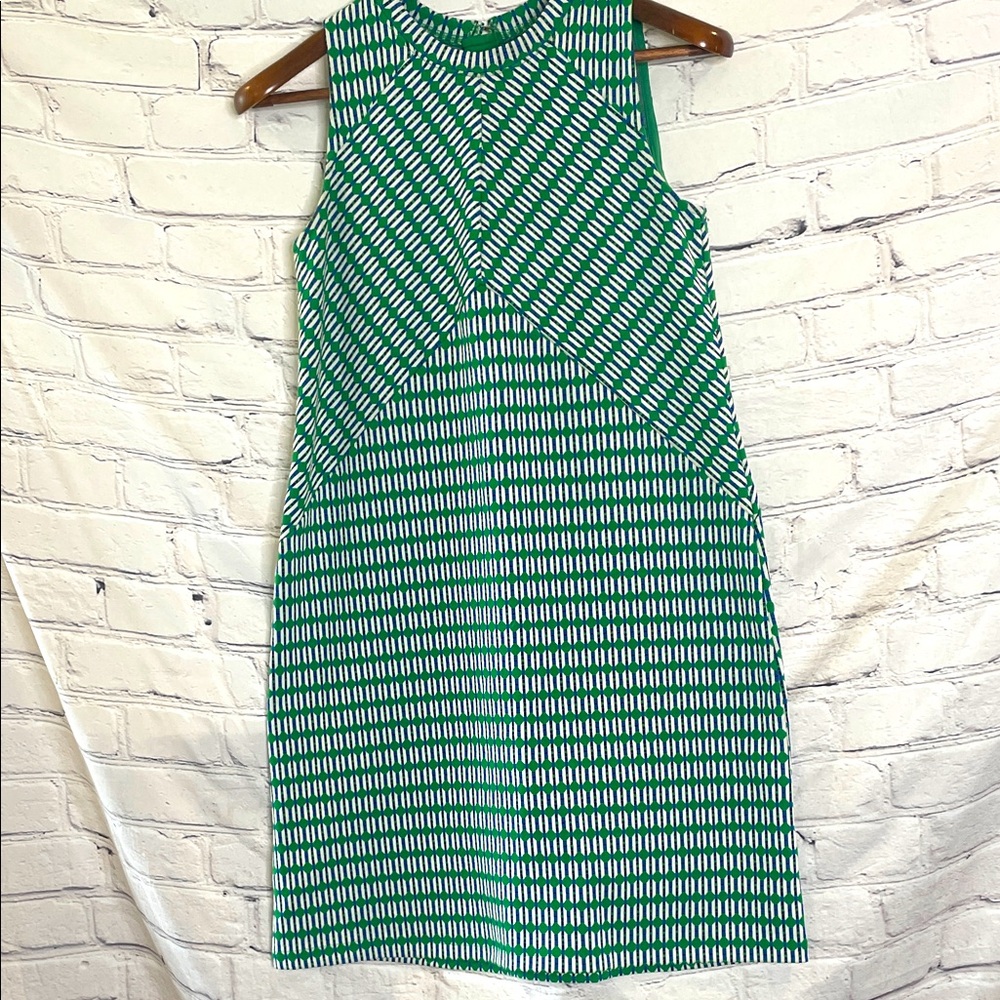 Maeve By Anthropologie Green White Patterned Sleeveless Dress Size X-Small
